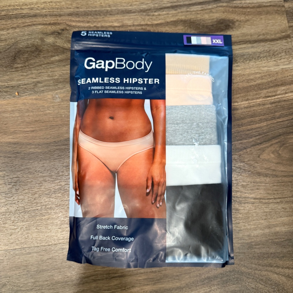 GapBody Ladies size XXL Seamless Hipster Panties - 5 pair. 5 colors. NWT!